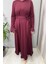 Güpür Detaylı Elbise Bordo 38823 3