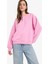 Oversize Geniş Kalıp Bisiklet Yaka Basic Düz Sweatshirt A4177AX25WN 1