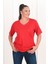 Kadın Basic T-Shirt Kısa Kol V Yaka 3XL Düz Renk Alerjik Reaksiyon Yapmaz 9