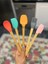 5&#39;li Renkli Ahşap Saplı Silikon Uçlu Spatula Fırçalı Kaşık Seti -Yemek Hazırlık Seti 21 cm 2
