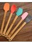 5&#39;li Renkli Ahşap Saplı Silikon Uçlu Spatula Fırçalı Kaşık Seti -Yemek Hazırlık Seti 21 cm 4