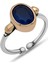 Gümüş Lacivert Taşlı Ayarlanabilir Otantik Kadın Yüzük 1