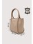 Hakiki Deri Kadın Organizerlı El Çantası Vizon SMR9206 2