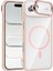 iPhone 17 Air Kılıf Standlı ve Kamera Lens Hediyeli M-Safe Şarj Özellikli Mkst Etro Kapak - Pembe 1