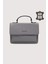 Hakiki Deri Kadın El Çantası Gri SMR9022 1