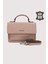 Hakiki Deri Kadın El Çantası Pudra SMR9022 4