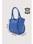 Hakiki Deri Kadın Organizerlı El Çantası Mavi SMR9206 2
