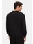 Machado Siyah Bisiklet Yaka Gofre Baskı Standard Fit Erkek Sweatshirt 3