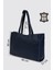 City Tote Hakiki Deri Omuz Çantası Lacivert SMR9182 2