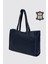 City Tote Hakiki Deri Omuz Çantası Lacivert SMR9182 4