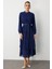 Kat Pileli Maksi Lacivert Elbise 1