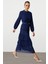 Kat Pileli Maksi Lacivert Elbise 2