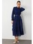 Kat Pileli Maksi Lacivert Elbise 4