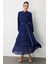 Kat Pileli Maksi Lacivert Elbise 5