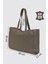 City Tote Hakiki Deri Omuz Çantası Vizon SMR9182 2