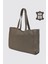 City Tote Hakiki Deri Omuz Çantası Vizon SMR9182 4