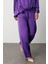 Geniş Paça Mor Saten Şık Pantolon 3