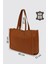 City Tote Hakiki Deri Omuz Çantası Taba SMR9182 2