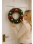 Yılbaşı Kapı Süsü Merry Christmas Çelenk 30 cm Kırmızı Kurdeleli Noel Dekoru 2