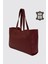 City Tote Hakiki Deri Omuz Çantası Bordo SMR9182 4