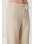 Geniş Paça Krinkıl Örme Pantolon LCI0057 Krem 4