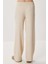 Geniş Paça Krinkıl Örme Pantolon LCI0057 Krem 5