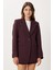 Vatkalı Düğmeli Blazer Dokuma Ceket LXA0012 Mürdüm 3