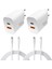 20W Çift Portlu Usb-C + Usb-A Hızlı Şarj Cihazı + Type-C Kablo (2 li Set: 2 Adaptör+2 Kablo) |iPhone 15/16/17, Android,Tablet Uyumlu 1