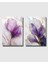 Çerçevesiz Poster 2 Adet Mor Çiçek Desen Temalı Dijital Baskılı Çerçeve, Tablo Için Poster 1