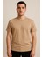 Erkek Bej Bisiklet Yaka Basic Tişört 1477 4