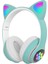 Kedi Kulaklı Bluetooth Kablosuz Renkli Işıklı Rgb Çocuk Oyuncu Kulaklık Hafıza Kartı Aux Girişli Kulak Üstü Kulaklık 2