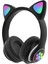 Kedi Kulaklı Bluetooth Kablosuz Renkli Işıklı Rgb Çocuk Oyuncu Kulaklık Hafıza Kartı Aux Girişli Kulak Üstü Kulaklık 3