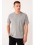 Erkek Gri Bisiklet Yaka Basic Tişört – Günlük Rahat Stil 2562 1