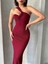 Krinkıl Tek Omuz Uzun Elbise Bordo S25455 8