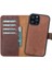 Apple iPhone 12 Pro Max Uyumlu Deri Cüzdanlı Kılıf Antik Kahve 5