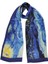 %100 Ipek Şal Fular (45X165 Cm)-Vincent Van Gogh (Yıldızlı Gece Saks Mavi) 1
