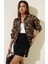 Leopar Desenli Astarlı Ceket Siyah T1192 3