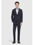 Koyu Lacivert Çizgili Zeroweight Slim Fit %100 Yün Takım Elbise 3