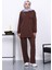 Kahverengi Tek Cepli Tunik Pantolonlu Modal Takım 2