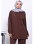 Kahverengi Tek Cepli Tunik Pantolonlu Modal Takım 3