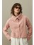 Geniş Yakalı Tiftik Hırka Pembe 3