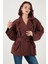Oversize Fit Kruvaze Yaka Kuşaklı Düğmeli Trençkot Bayan Trençkot 6839609 3