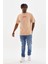 Unisex Baskılı Oversize T-Shirt - Bej -Vlmr 5