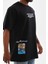 Unisex Bisiklet Yaka Baskılı Oversize T-Shirt - Siyah -Vlmr 3