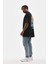 Unisex Bisiklet Yaka Baskılı Oversize T-Shirt - Siyah -Vlmr 5