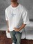 Ön ve Arka Baskılı Oversize Bisiklet Yaka T-Shirt- Beyaz -Vlmr 3