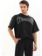 Unisex Oversize Taşlı T-Shirt - Siyah -Vlmr 1
