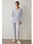 Açık Gri Melanj Cozy V Yaka Uzun Kollu Pijama Takımı 1