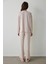 Bej Melanj Coziness Bisiklet Yaka Uzun Kollu Pijama Takımı 3