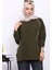 Haki Biyeli İki İplik Sweatshirt 1